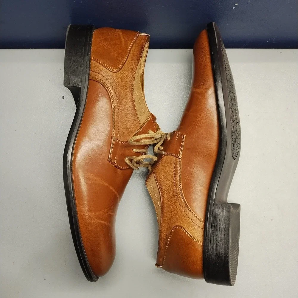Steve Madden Blaik Oxford Dress Shoes Mens‎ US Size 9.5M Brown Round Toe Lace Up